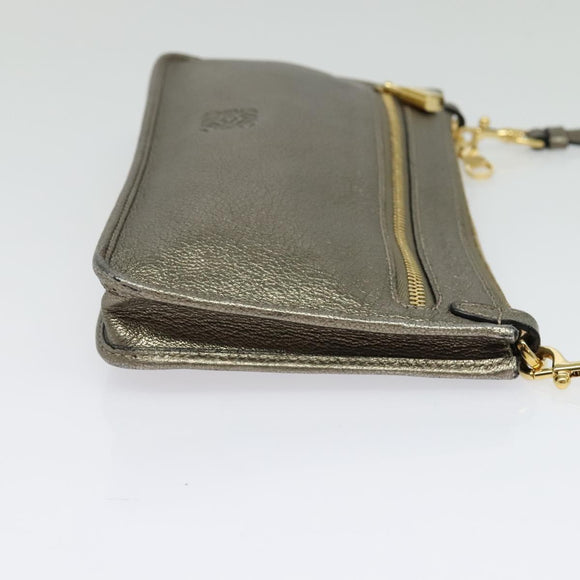 LOEWE Shoulder Pouch Leather Gold Auth sw1137