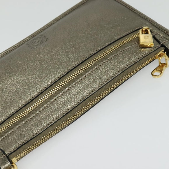 LOEWE Shoulder Pouch Leather Gold Auth sw1137