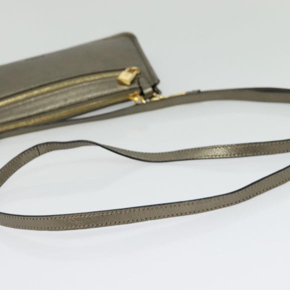 LOEWE Shoulder Pouch Leather Gold Auth sw1137