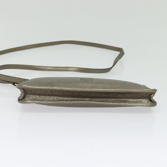 LOEWE Shoulder Pouch Leather Gold Auth sw1137