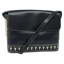 SAINT LAURENT Y Cut Shoulder Bag Leather Navy Gold Auth sw1140V-1