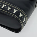 SAINT LAURENT Y Cut Shoulder Bag Leather Navy Gold Auth sw1140V-15