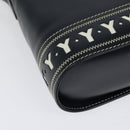 SAINT LAURENT Y Cut Shoulder Bag Leather Navy Gold Auth sw1140V-16