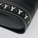 SAINT LAURENT Y Cut Shoulder Bag Leather Navy Gold Auth sw1140V-17