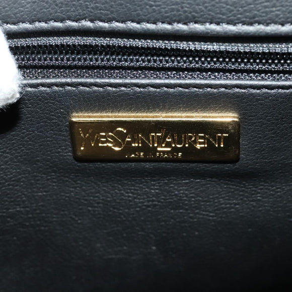 SAINT LAURENT Y Cut Shoulder Bag Leather Navy Gold Auth sw1140V