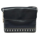 SAINT LAURENT Y Cut Shoulder Bag Leather Navy Gold Auth sw1140V-13