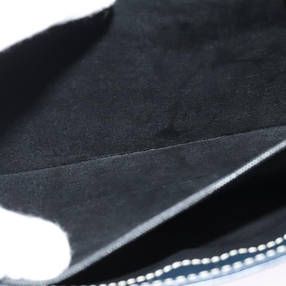 SAINT LAURENT Y Cut Shoulder Bag Leather Navy Gold Auth sw1140V