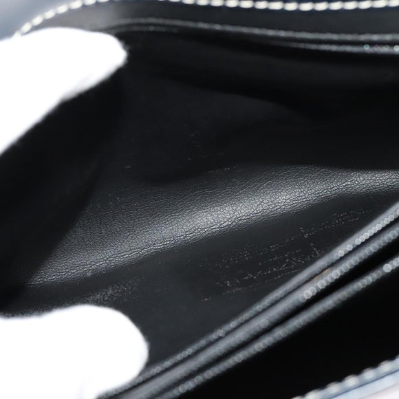 SAINT LAURENT Y Cut Shoulder Bag Leather Navy Gold Auth sw1140V