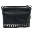 SAINT LAURENT Y Cut Shoulder Bag Leather Navy Gold Auth sw1140V-2
