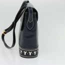SAINT LAURENT Y Cut Shoulder Bag Leather Navy Gold Auth sw1140V-4