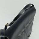 SAINT LAURENT Y Cut Shoulder Bag Leather Navy Gold Auth sw1140V-6