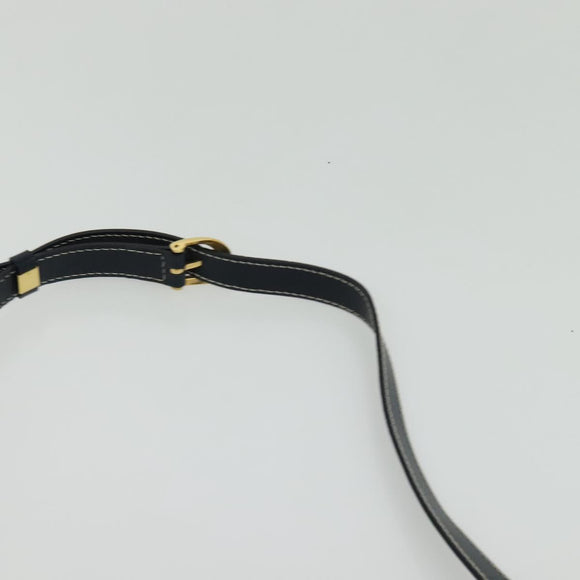 SAINT LAURENT Y Cut Shoulder Bag Leather Navy Gold Auth sw1140V