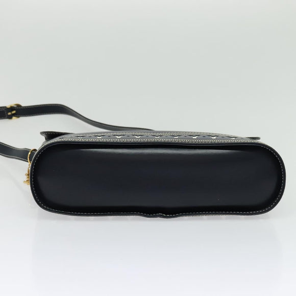 SAINT LAURENT Y Cut Shoulder Bag Leather Navy Gold Auth sw1140V