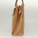 CHANEL Chain Tote Bag Leather Beige CC Auth sw1141-4