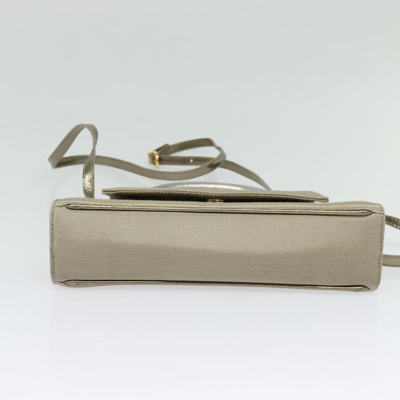 Salvatore Ferragamo Hand Bag Nylon 2way Gray Gold Auth sw1144