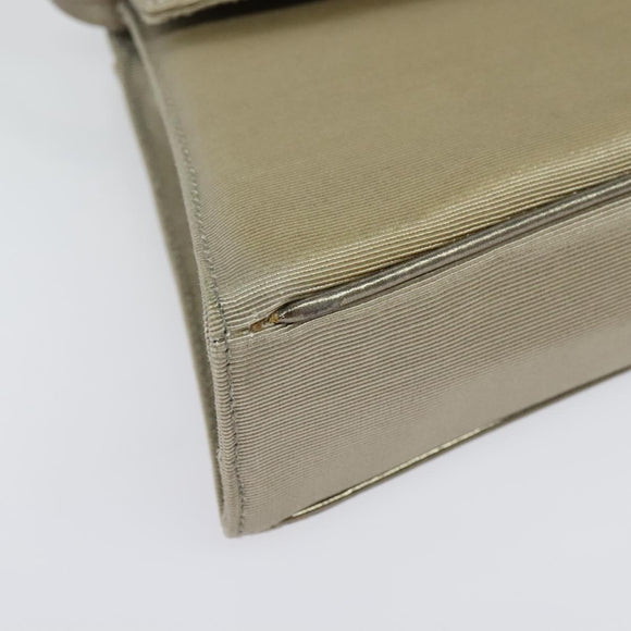 Salvatore Ferragamo Hand Bag Nylon 2way Gray Gold Auth sw1144