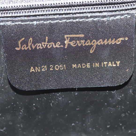 Salvatore Ferragamo Hand Bag Nylon 2way Gray Gold Auth sw1144