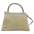 Salvatore Ferragamo Hand Bag Nylon 2way Gray Gold Auth sw1144-2