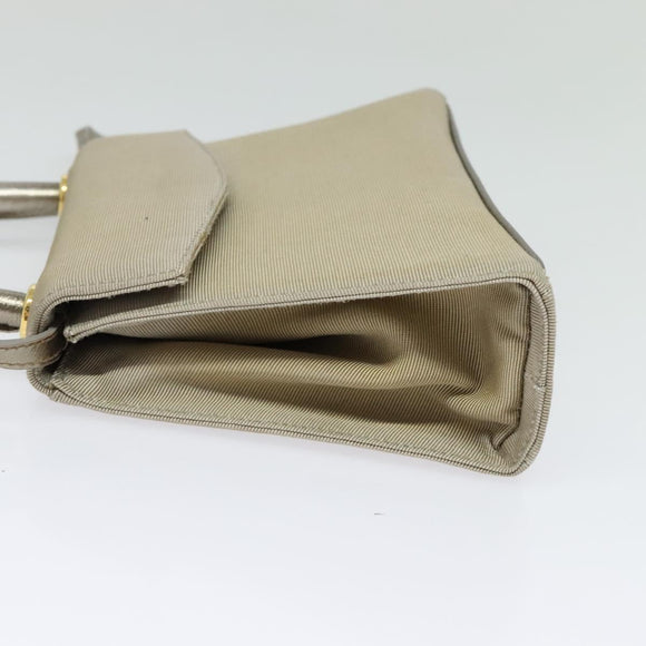 Salvatore Ferragamo Hand Bag Nylon 2way Gray Gold Auth sw1144