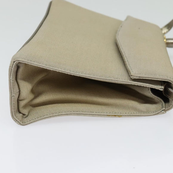 Salvatore Ferragamo Hand Bag Nylon 2way Gray Gold Auth sw1144