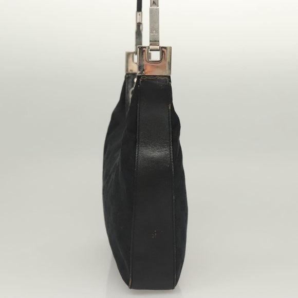 GUCCI GG Canvas Shoulder Bag Black Silver 001 3312 Auth sw1145