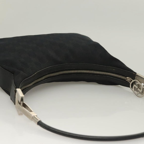 GUCCI GG Canvas Shoulder Bag Black Silver 001 3312 Auth sw1145
