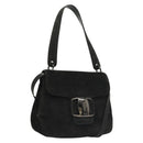Salvatore Ferragamo Hand Bag Suede Black Silver Auth sw1146-1