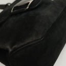 Salvatore Ferragamo Hand Bag Suede Black Silver Auth sw1146-9