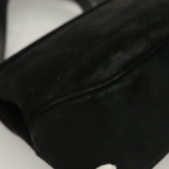 Salvatore Ferragamo Hand Bag Suede Black Silver Auth sw1146