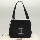 Salvatore Ferragamo Hand Bag Suede Black Silver Auth sw1146-12