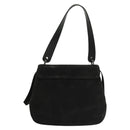 Salvatore Ferragamo Hand Bag Suede Black Silver Auth sw1146-2