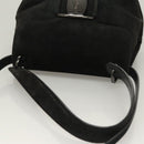 Salvatore Ferragamo Hand Bag Suede Black Silver Auth sw1146-6