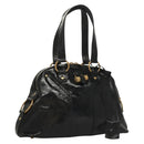 SAINT LAURENT Muse Shoulder Bag Enamel Black Gold Auth sw1147-1