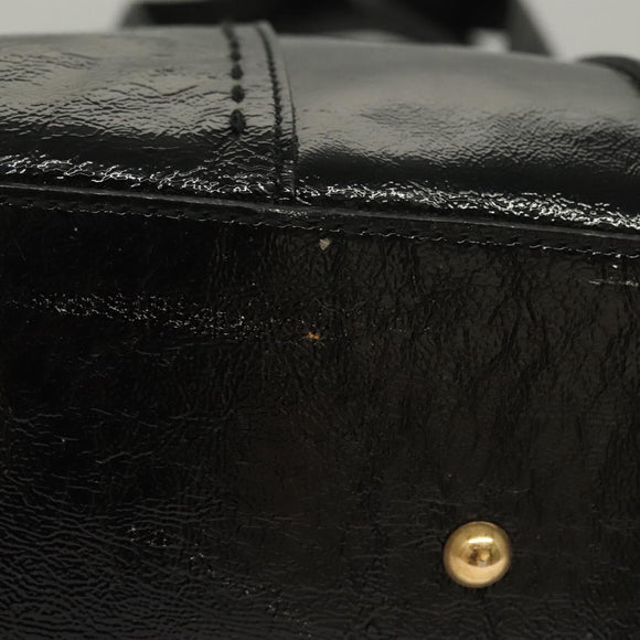 SAINT LAURENT Muse Shoulder Bag Enamel Black Gold Auth sw1147