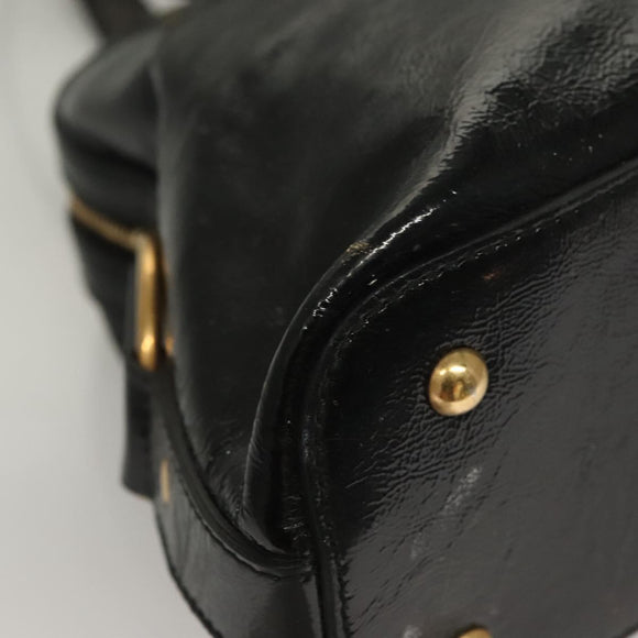 SAINT LAURENT Muse Shoulder Bag Enamel Black Gold Auth sw1147