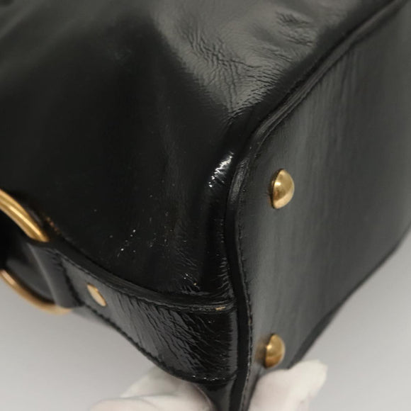 SAINT LAURENT Muse Shoulder Bag Enamel Black Gold Auth sw1147