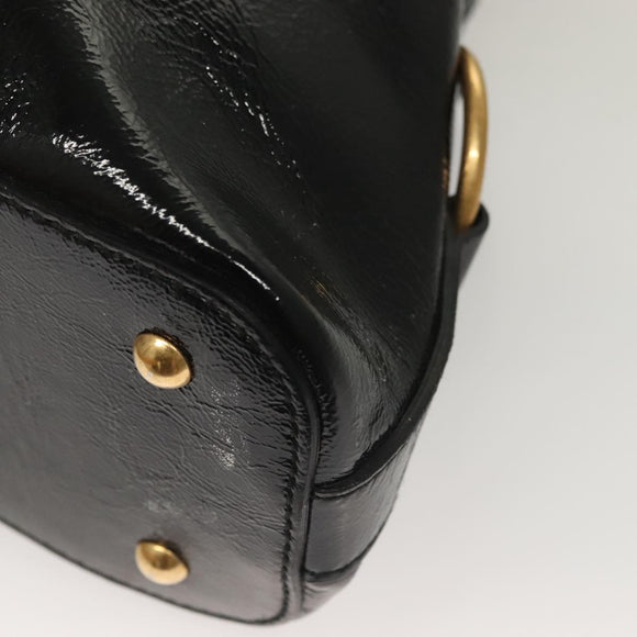 SAINT LAURENT Muse Shoulder Bag Enamel Black Gold Auth sw1147