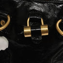 SAINT LAURENT Muse Shoulder Bag Enamel Black Gold Auth sw1147-15