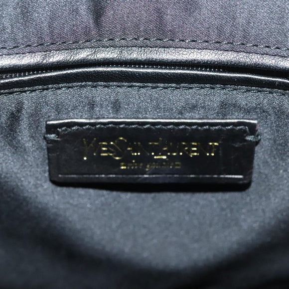 SAINT LAURENT Muse Shoulder Bag Enamel Black Gold Auth sw1147