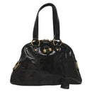 SAINT LAURENT Muse Shoulder Bag Enamel Black Gold Auth sw1147-2
