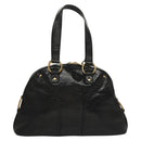 SAINT LAURENT Muse Shoulder Bag Enamel Black Gold Auth sw1147-3