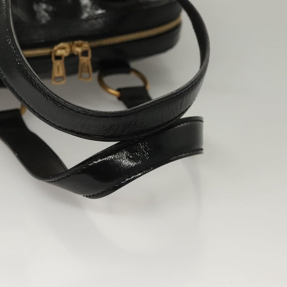 SAINT LAURENT Muse Shoulder Bag Enamel Black Gold Auth sw1147