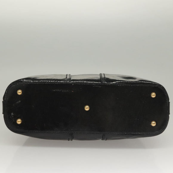 SAINT LAURENT Muse Shoulder Bag Enamel Black Gold Auth sw1147