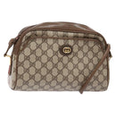 GUCCI GG Supreme Web Sherry Line Shoulder Bag PVC Beige Gold Auth sw1153-1