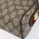 GUCCI GG Supreme Web Sherry Line Shoulder Bag PVC Beige Gold Auth sw1153-12