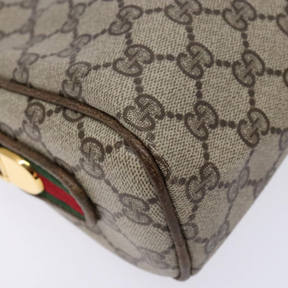 GUCCI GG Supreme Web Sherry Line Shoulder Bag PVC Beige Gold Auth sw1153