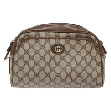 GUCCI GG Supreme Web Sherry Line Shoulder Bag PVC Beige Gold Auth sw1153 - 0