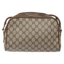GUCCI GG Supreme Web Sherry Line Shoulder Bag PVC Beige Gold Auth sw1153-3