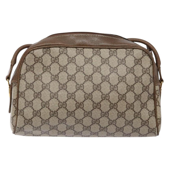 GUCCI GG Supreme Web Sherry Line Shoulder Bag PVC Beige Gold Auth sw1153