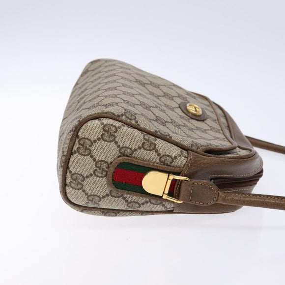 GUCCI GG Supreme Web Sherry Line Shoulder Bag PVC Beige Gold Auth sw1153